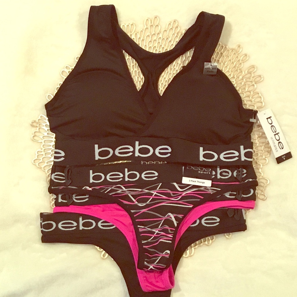 bebe Racerback Bra w/ Sporty Thong Set Size Small